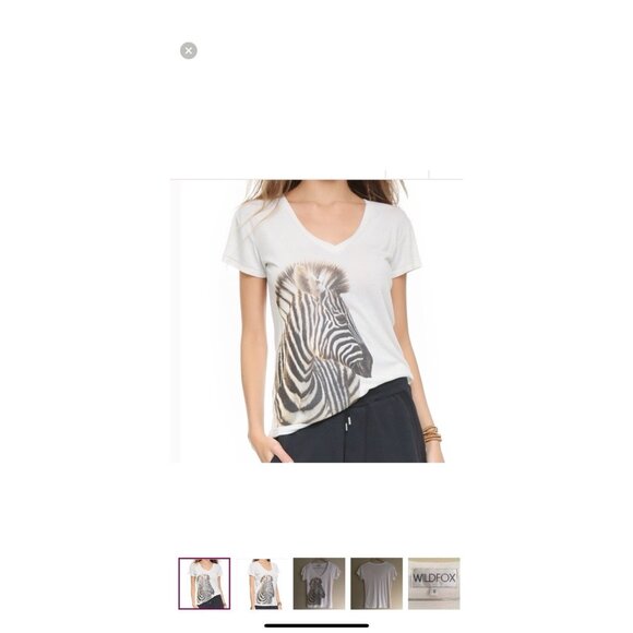 Wildfox Zebra Easy Tee V-Neck Soft Animal Print T-Shirt Size Large - Picture 7 of 7